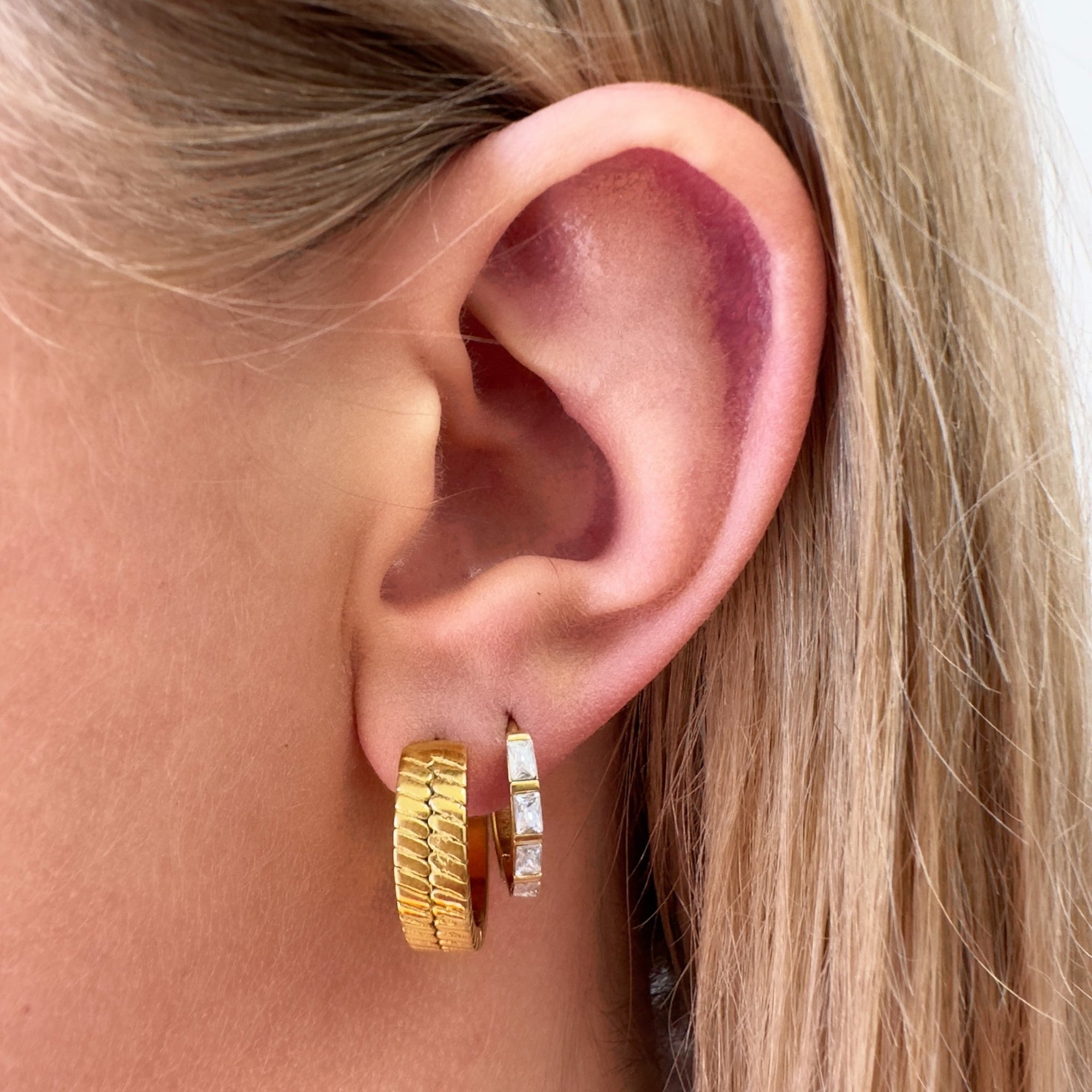 Step Back Hoop Earrings-EVER Jewellery-stride