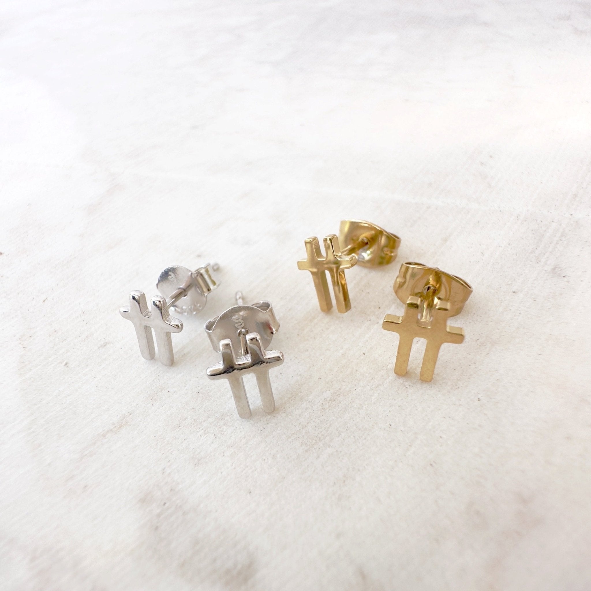 Swish Gold Stud Earrings-EVER Jewellery-stride