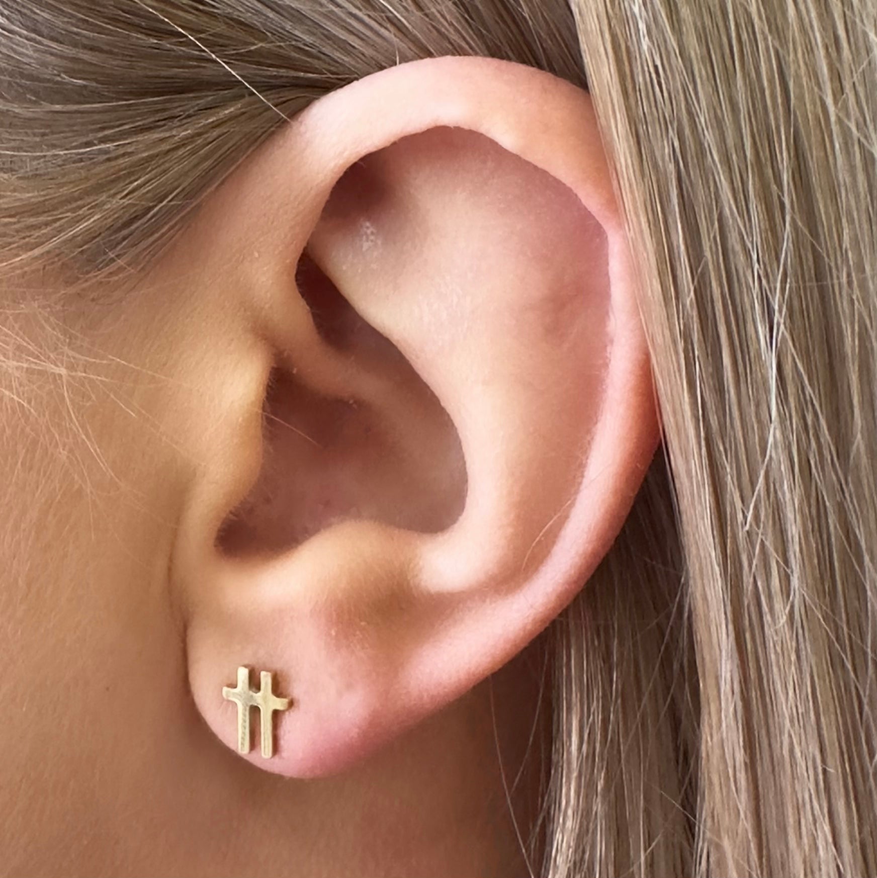 Swish Gold Stud Earrings-EVER Jewellery-stride