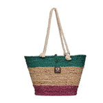 The Beach Bag - Sea Green Turquoise, Natural & Pink-Karuna Dawn-stride