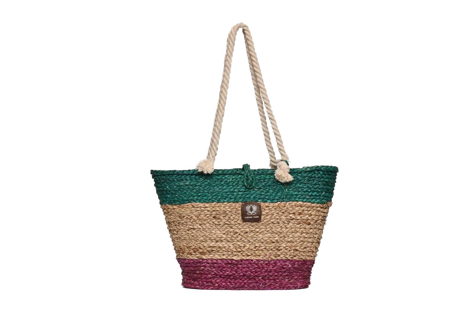 The Beach Bag - Sea Green Turquoise, Natural & Pink-Karuna Dawn-stride