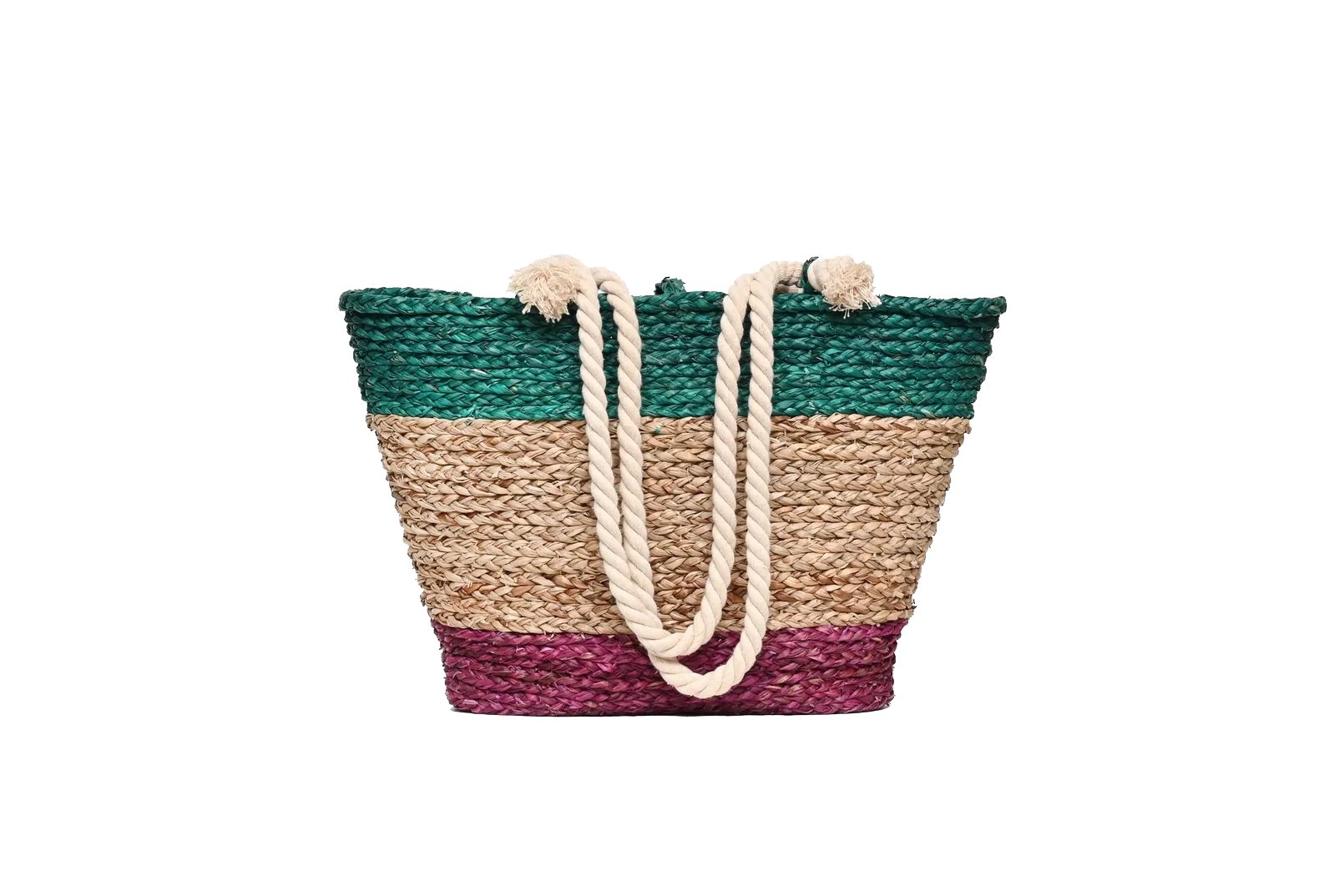 The Beach Bag - Sea Green Turquoise, Natural & Pink-Karuna Dawn-stride