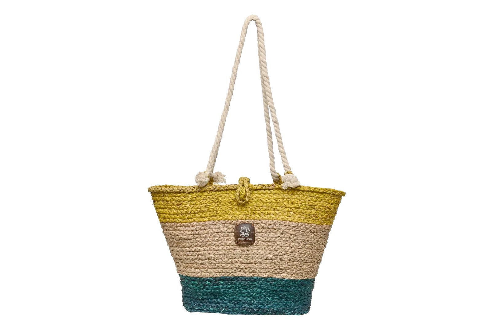 The Beach Bag - Yellow, Natural & Sea Green Turquoise-Karuna Dawn-stride