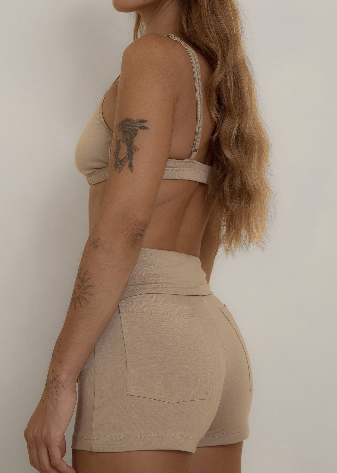 The Fold Over Mini Short - Taupe - Pinky & Kamal - stride