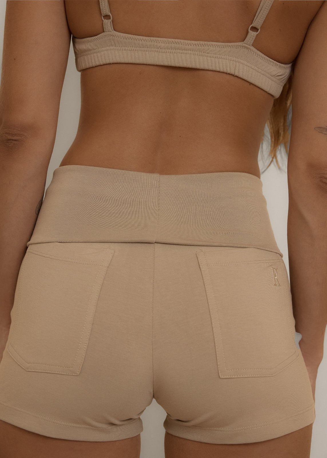 The Fold Over Mini Short - Taupe - Pinky & Kamal - stride