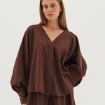 The Giza Billow Sleeve Shirt | Rich Loam - Cloth & Co - stride