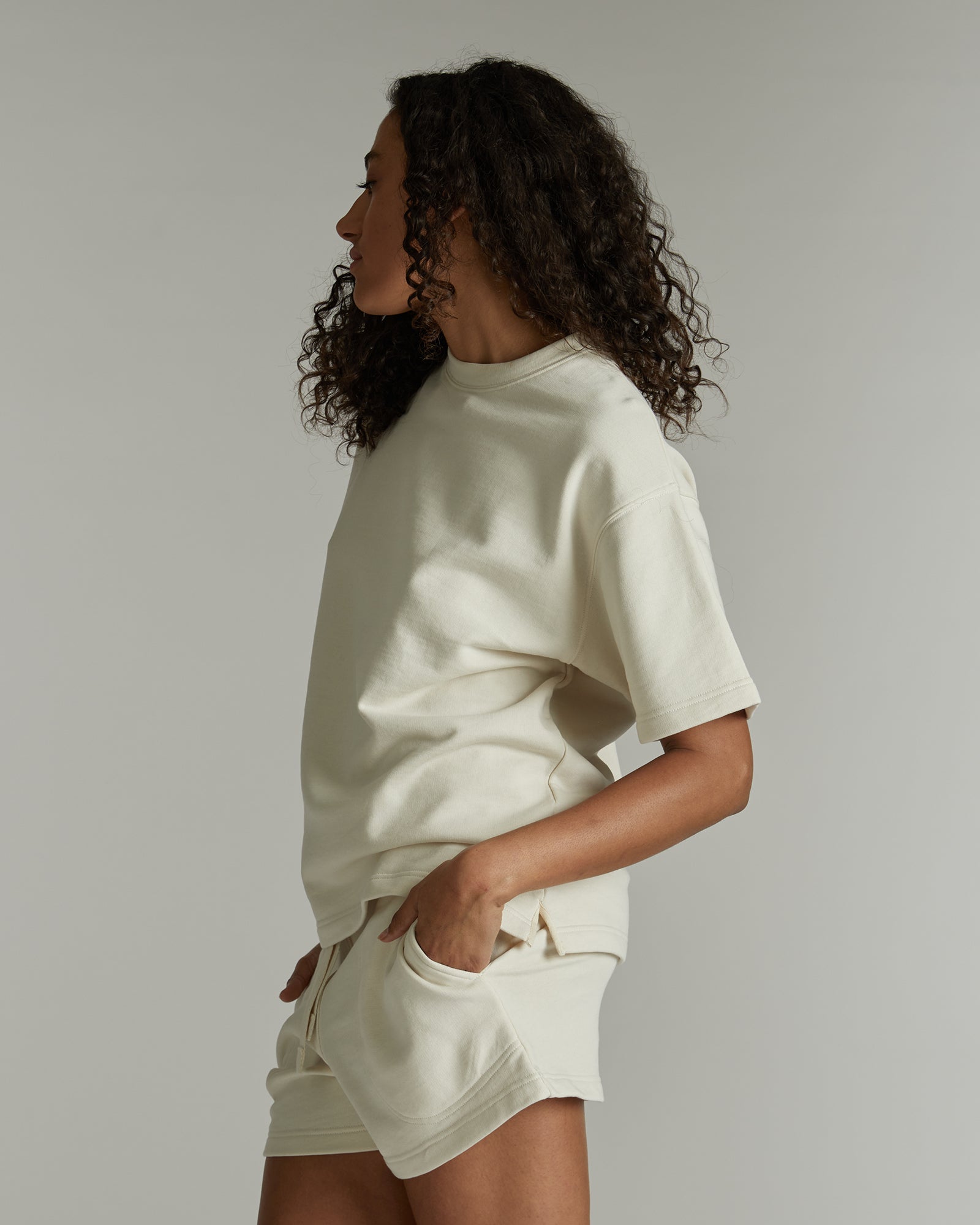 The Light Terry Short | Natural - Cloth & Co - stride