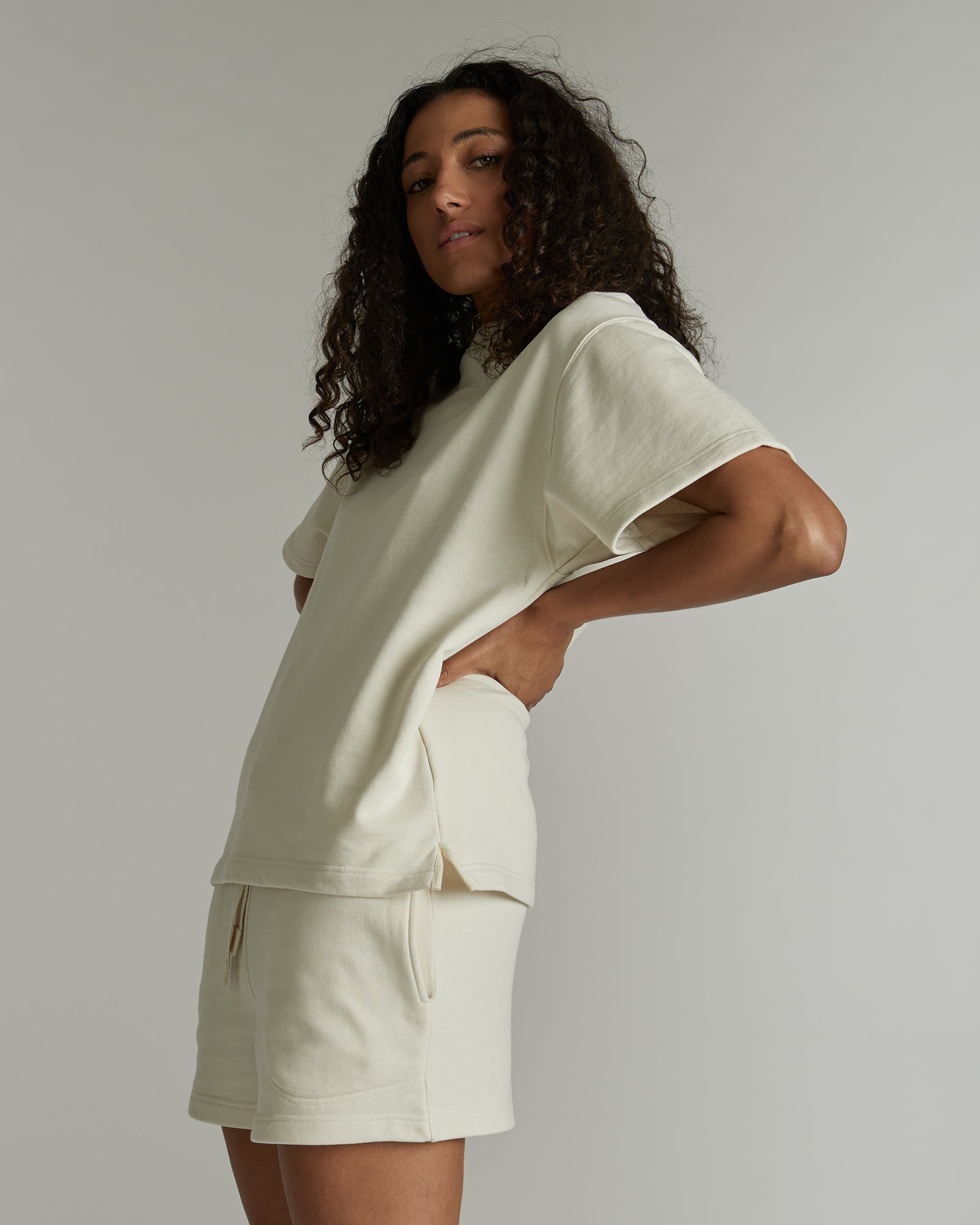 The Light Terry Short | Natural - Cloth & Co - stride