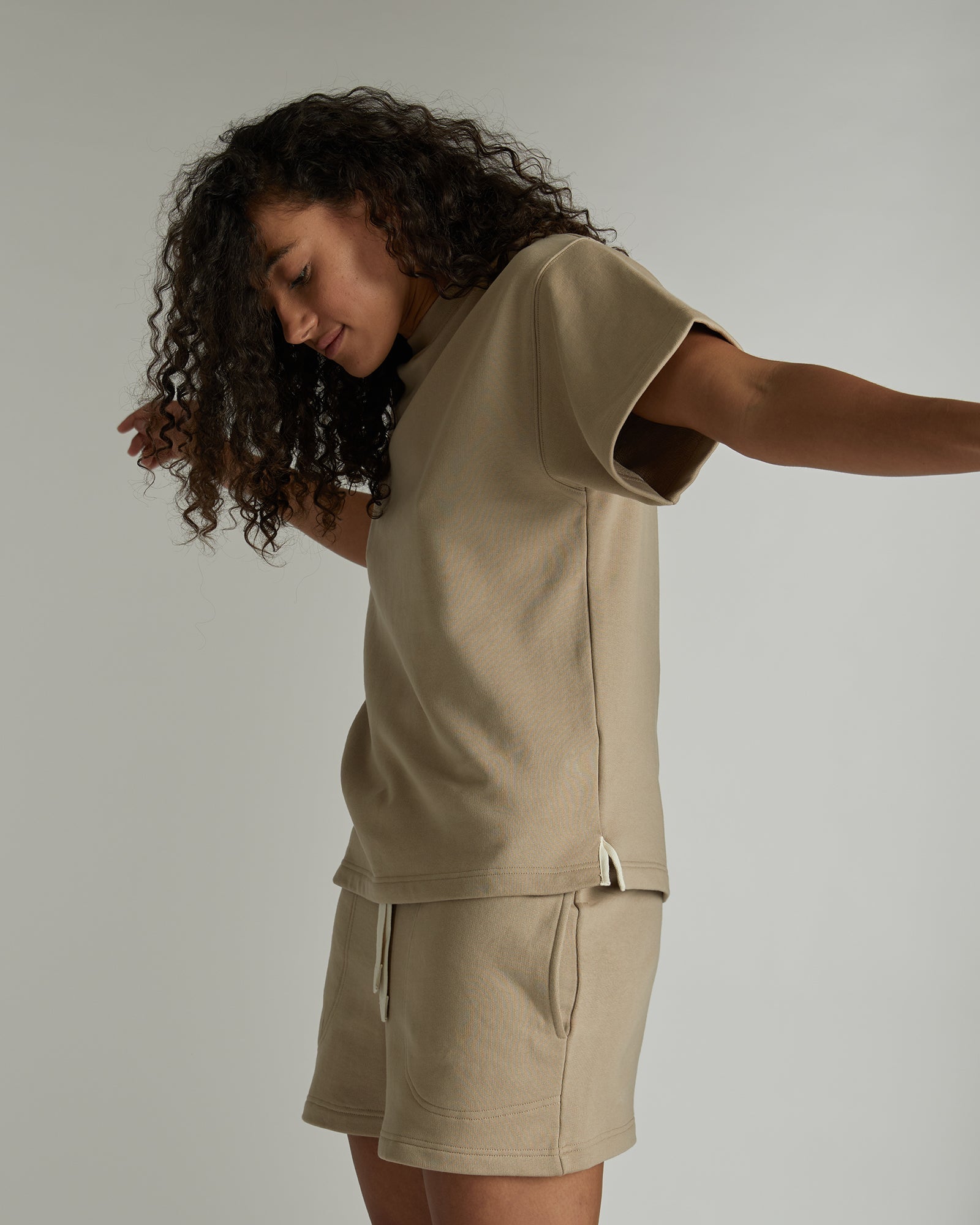 The Light Terry Tee | Latte - Cloth & Co - stride