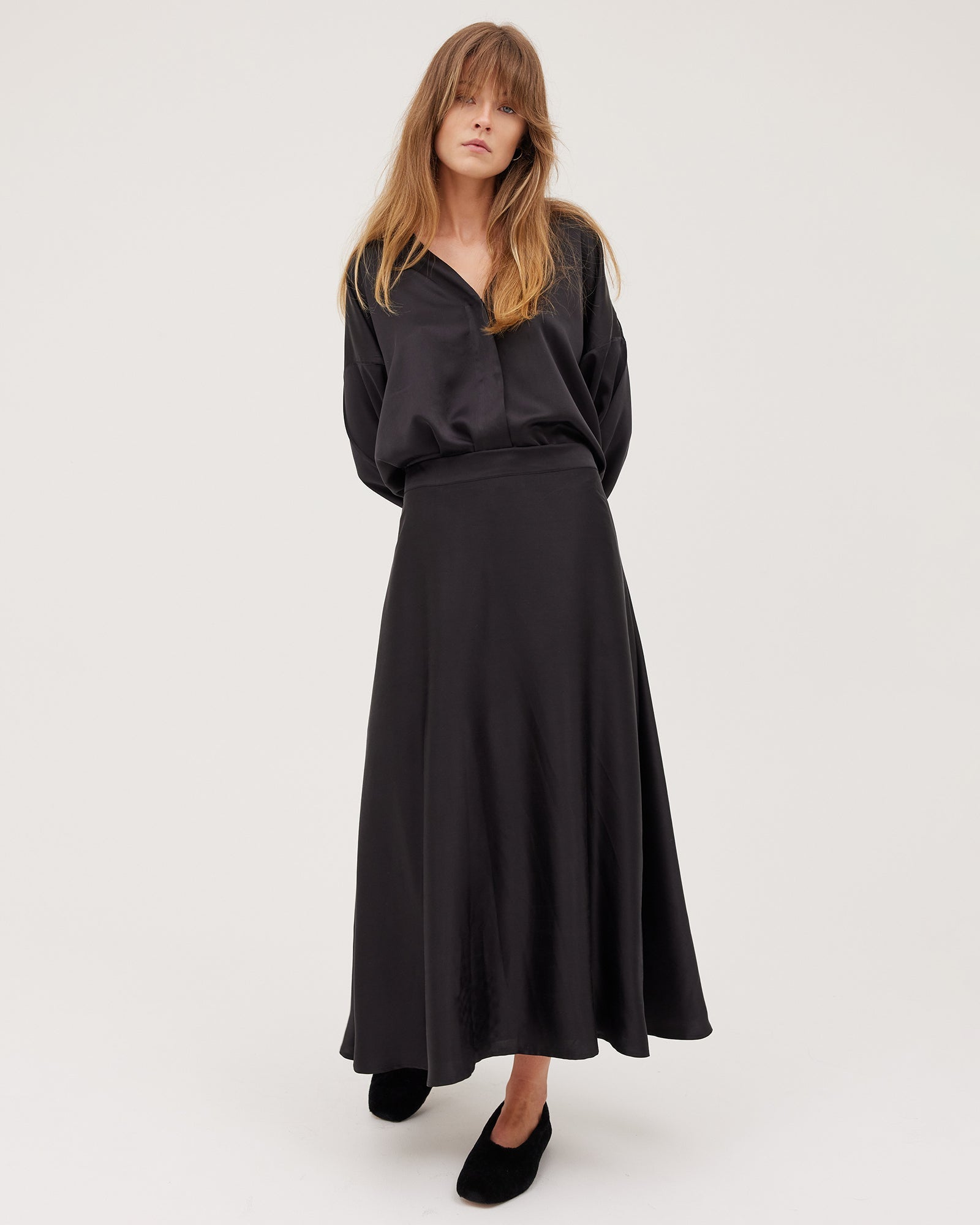 The Silk Skirt | Black - Cloth & Co - stride