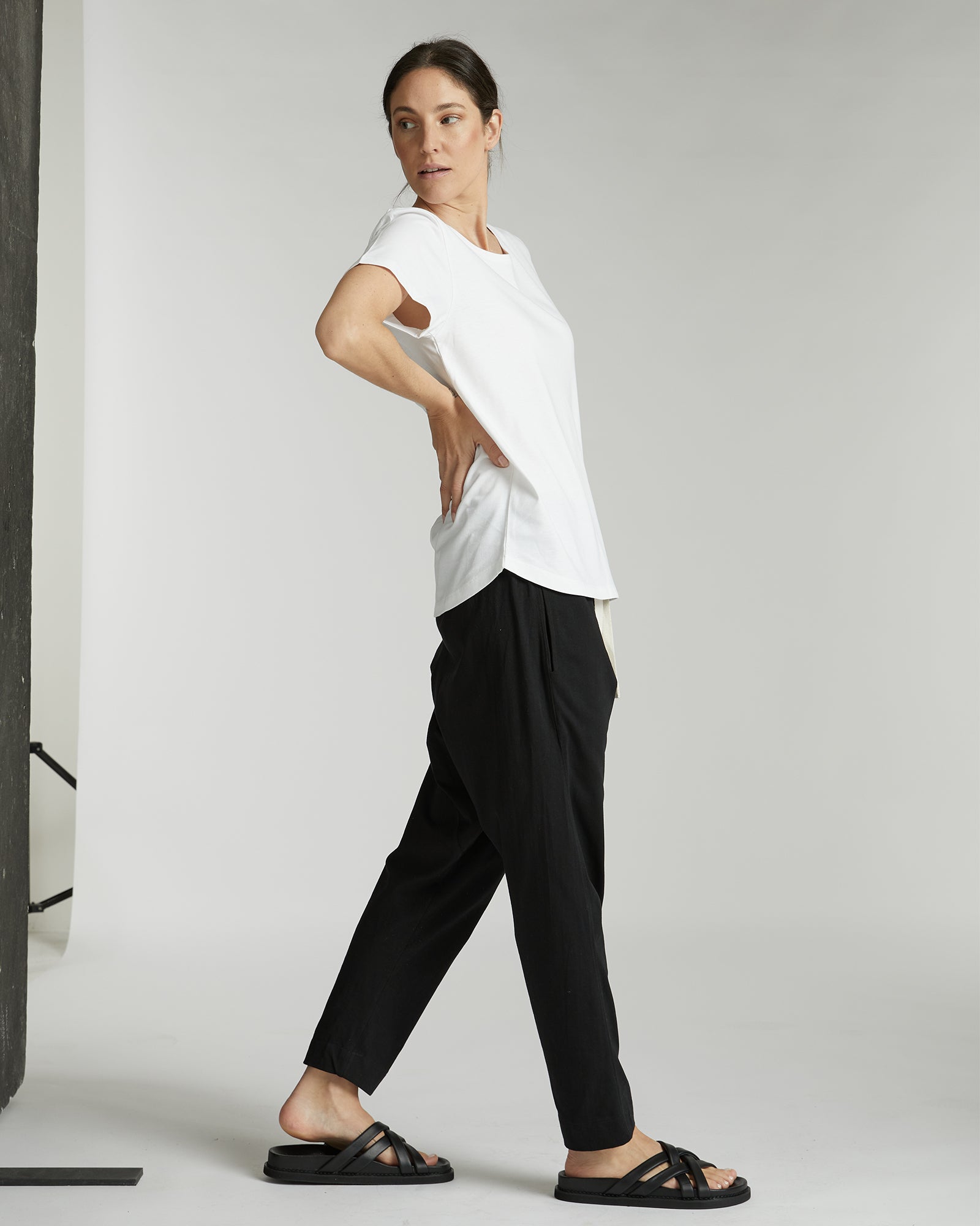 The Tapered Jersey Pant | Vintage Black - Cloth & Co - stride