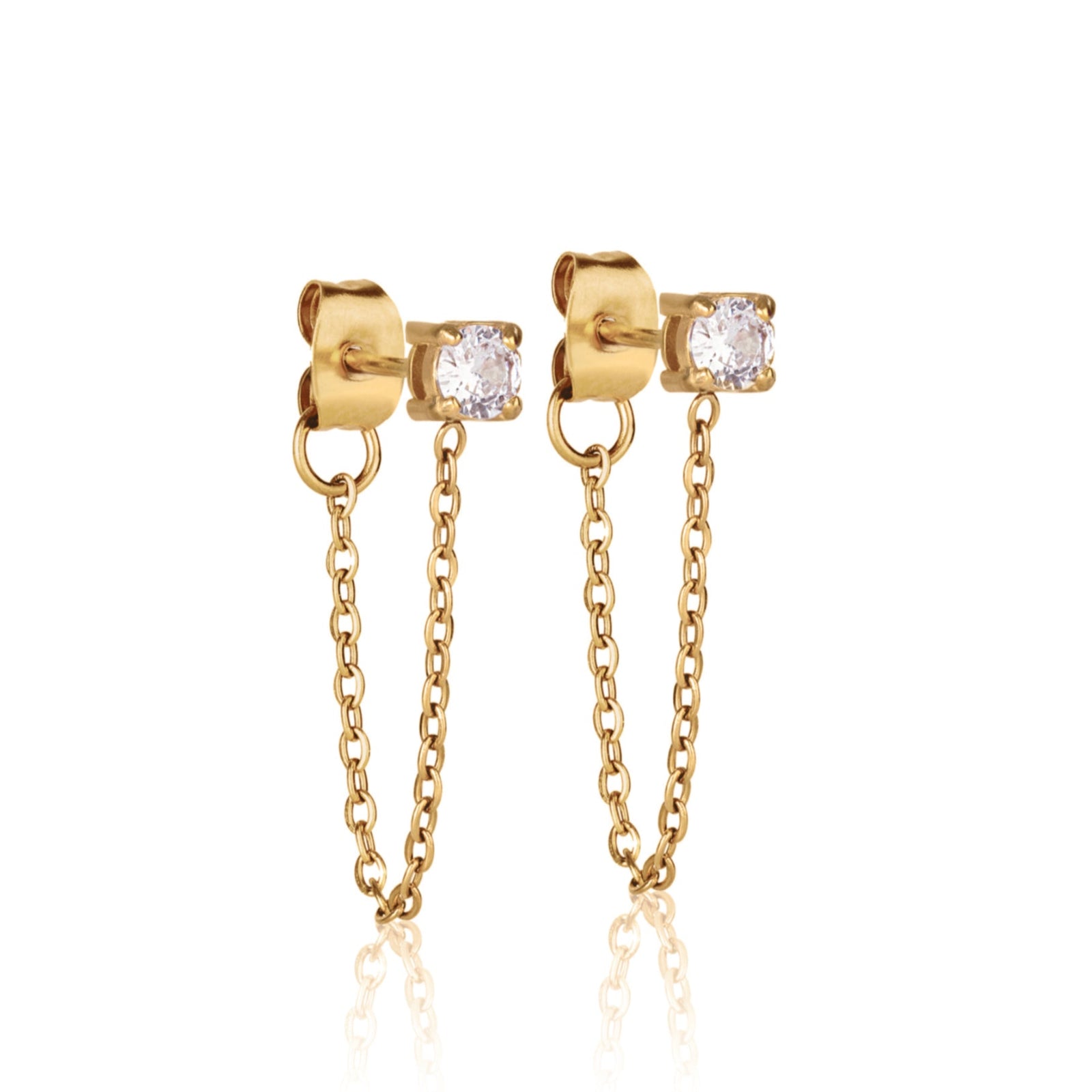 Urban Chain Stud Earrings-EVER Jewellery-stride