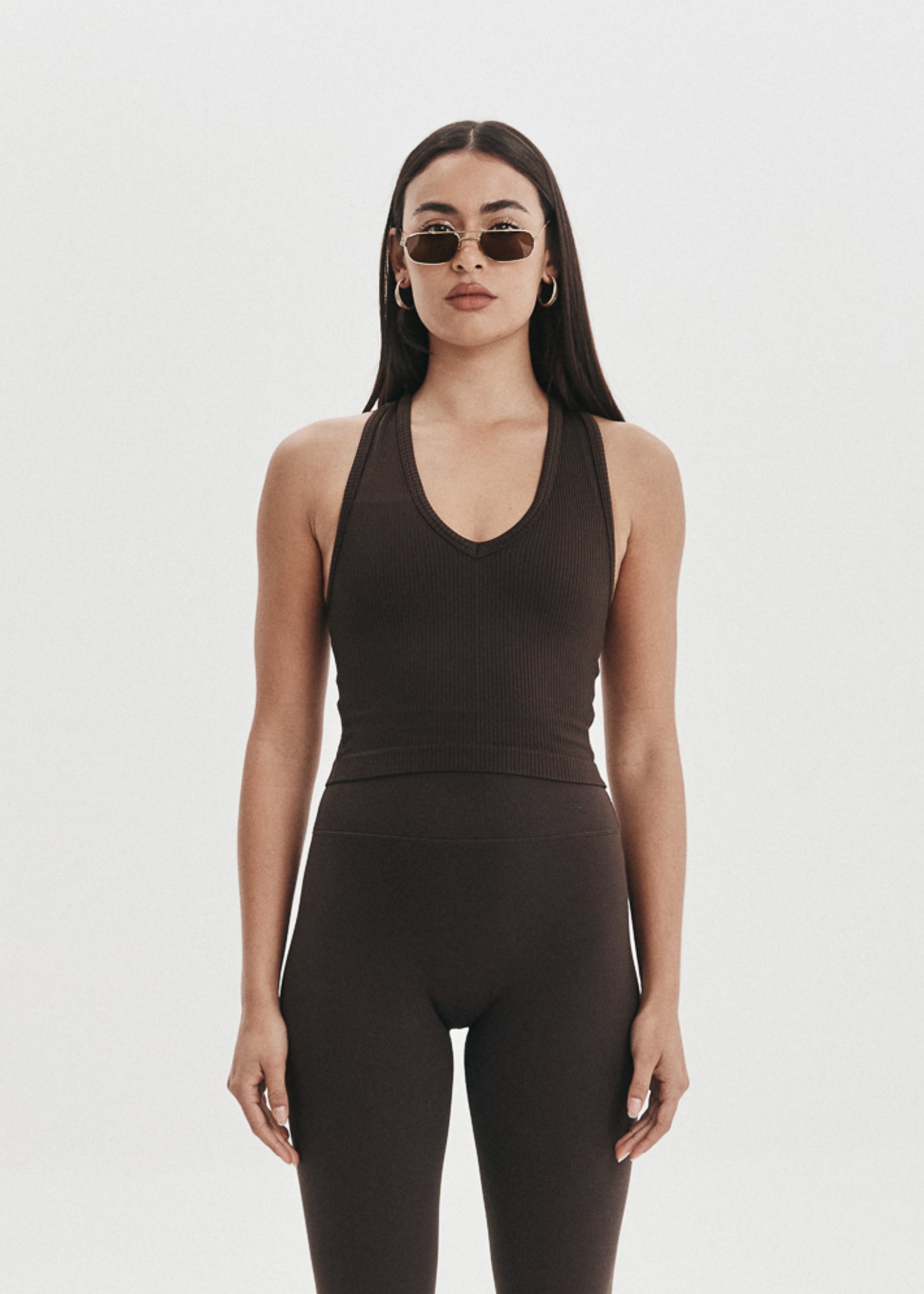 V - Neck Cropped Tank - Java - Pinky & Kamal - stride