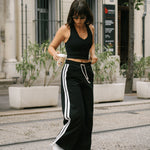V - Neck Cropped Tank - Onyx Black - Pinky & Kamal - stride