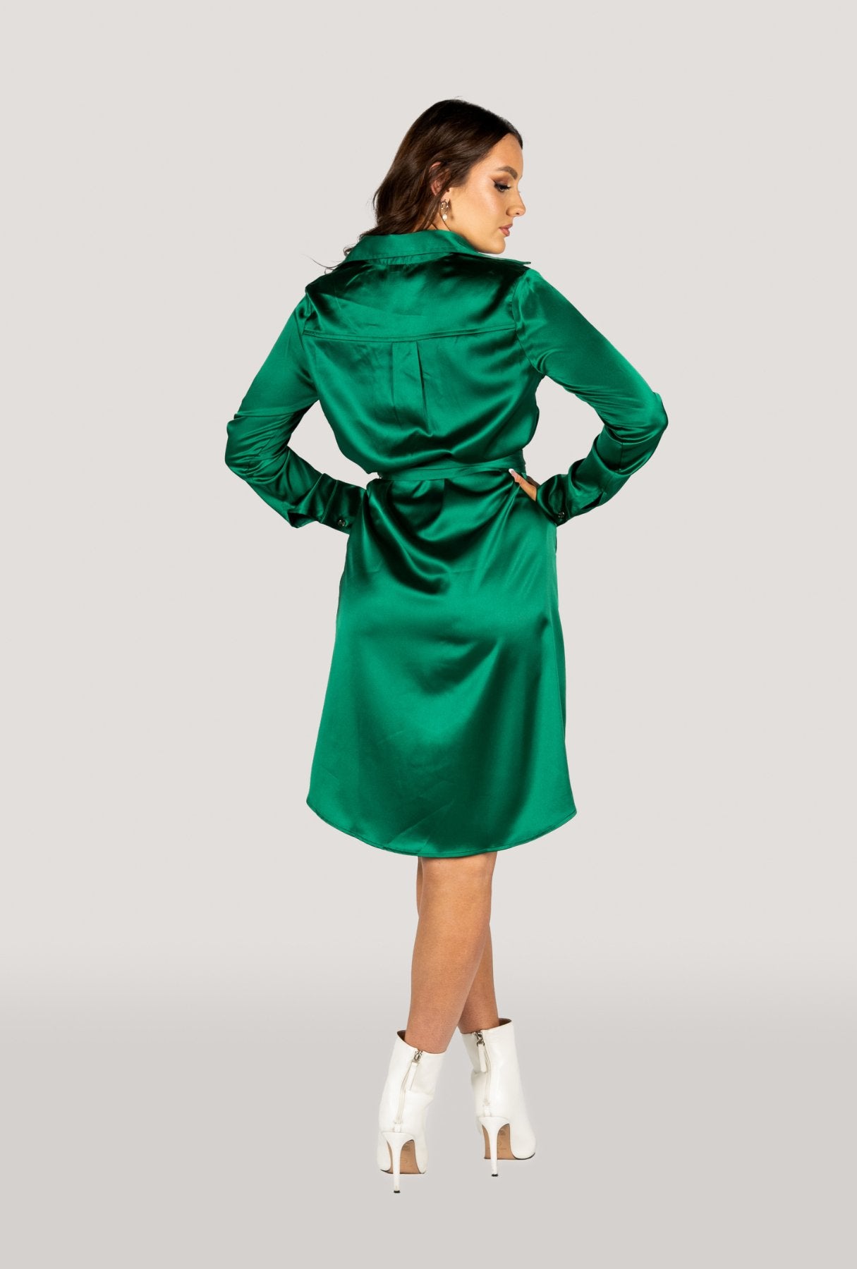 Why Mary "Jackie" Trench Coat Dress Emerald Green - Why Mary - stride