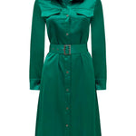 Why Mary "Jackie" Trench Coat Dress Emerald Green - Why Mary - stride