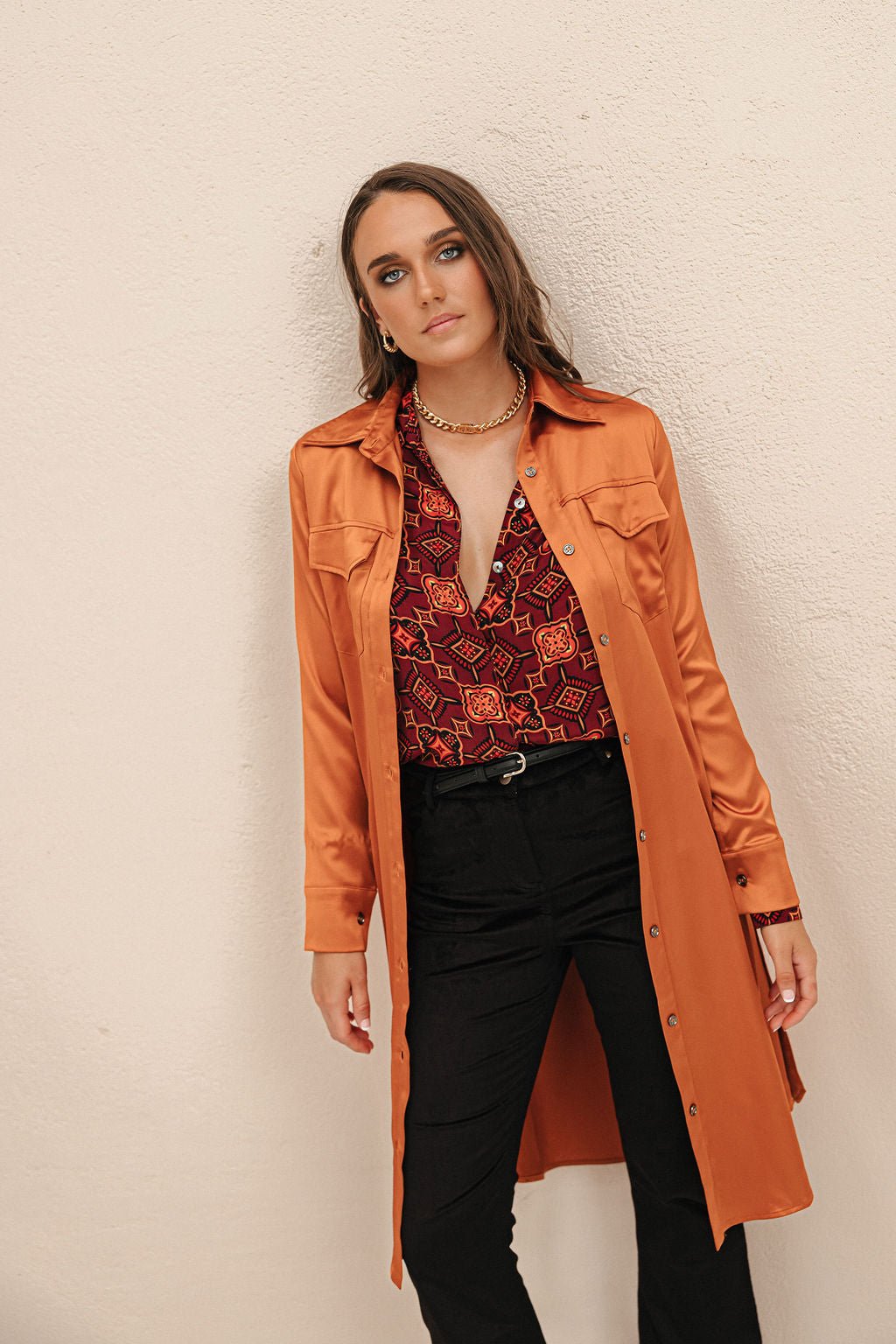 Why Mary "Jackie" Trench Coat Dress Rusty Orange - Why Mary - stride