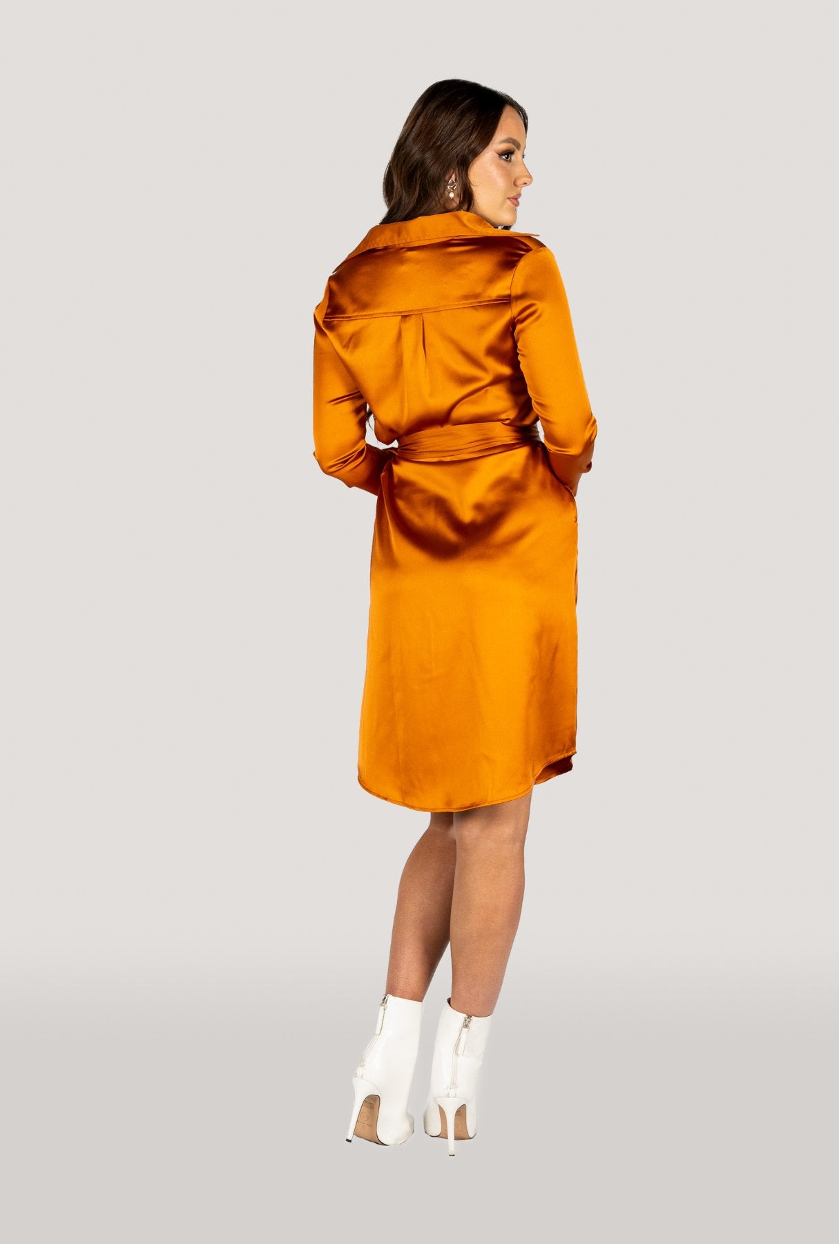 Why Mary "Jackie" Trench Coat Dress Rusty Orange - Why Mary - stride