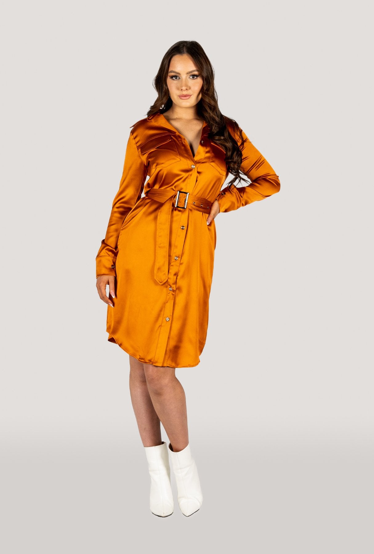 Why Mary "Jackie" Trench Coat Dress Rusty Orange - Why Mary - stride