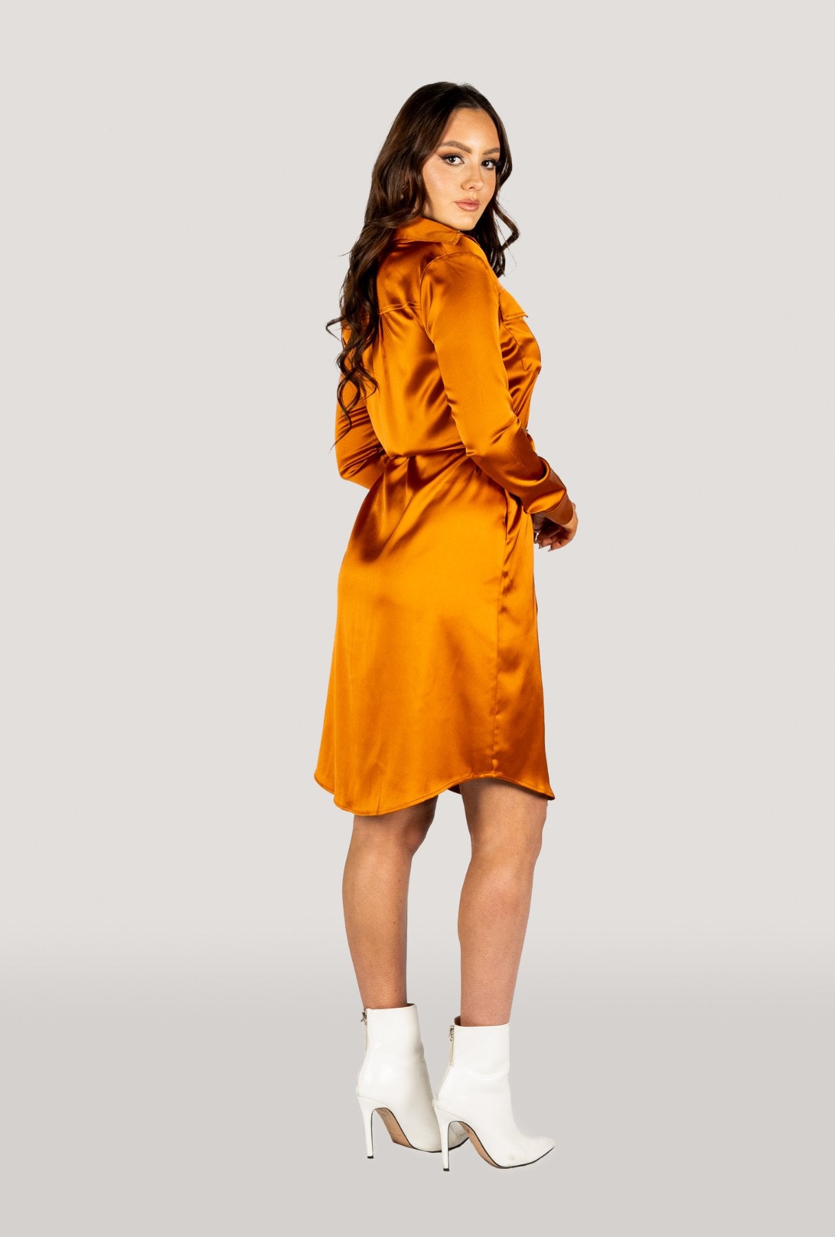 Why Mary "Jackie" Trench Coat Dress Rusty Orange - Why Mary - stride