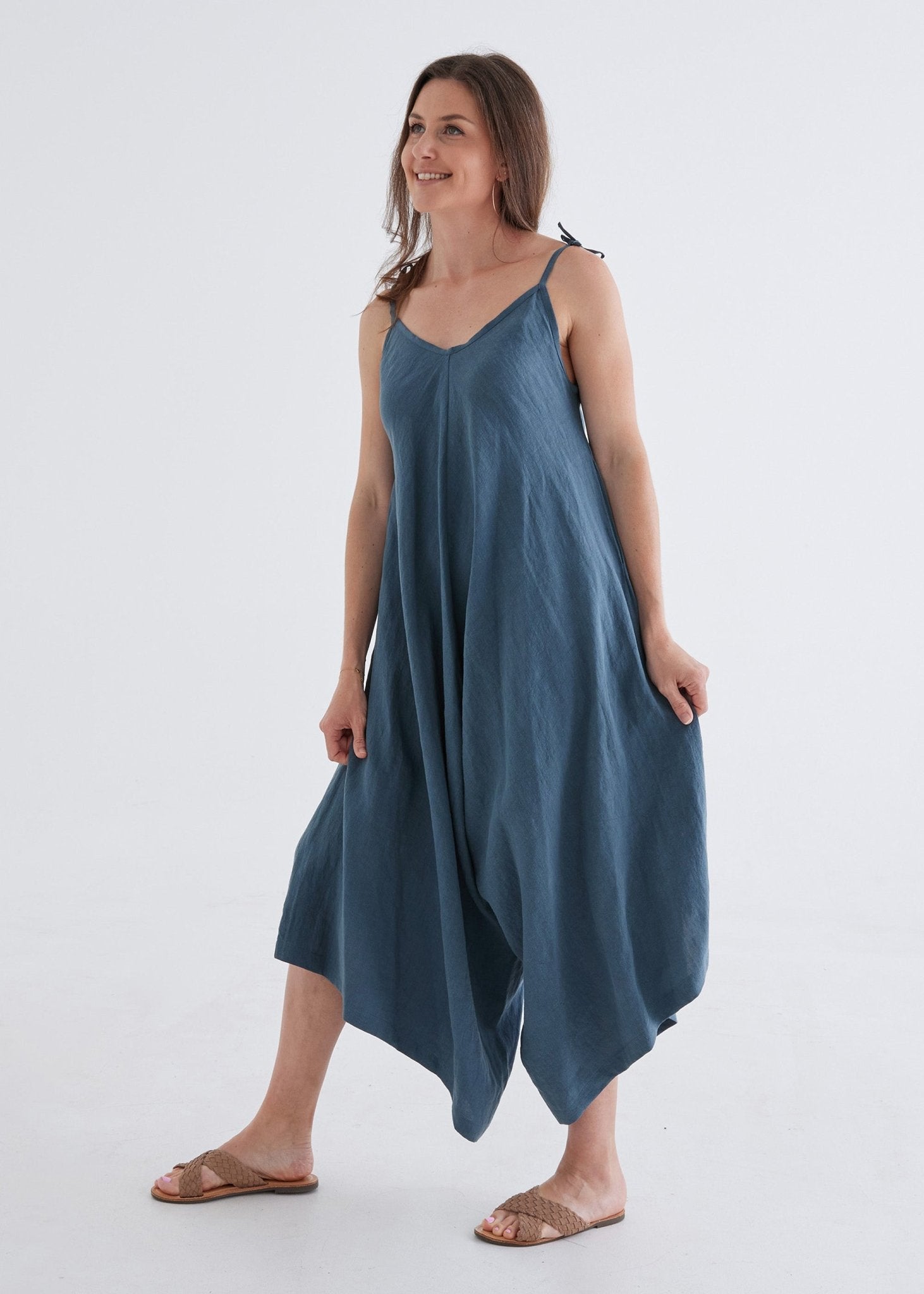 Willow Linen Jumpsuit in Deep Teal-Devina Louise-stride