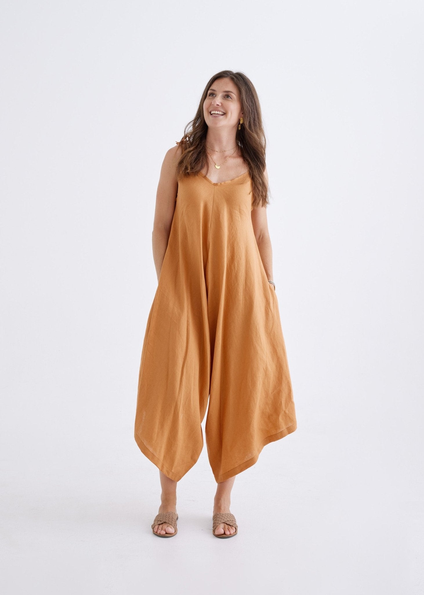 Willow Linen Jumpsuit in Ginger-Devina Louise-stride