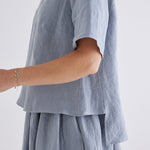 Winona Linen Top in Dove Blue-Devina Louise-stride