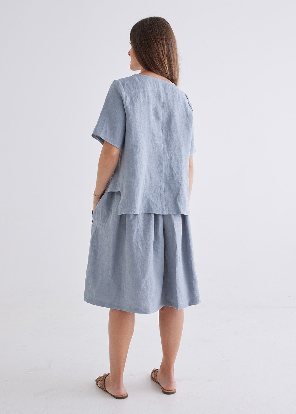 Winona Linen Top in Dove Blue-Devina Louise-stride