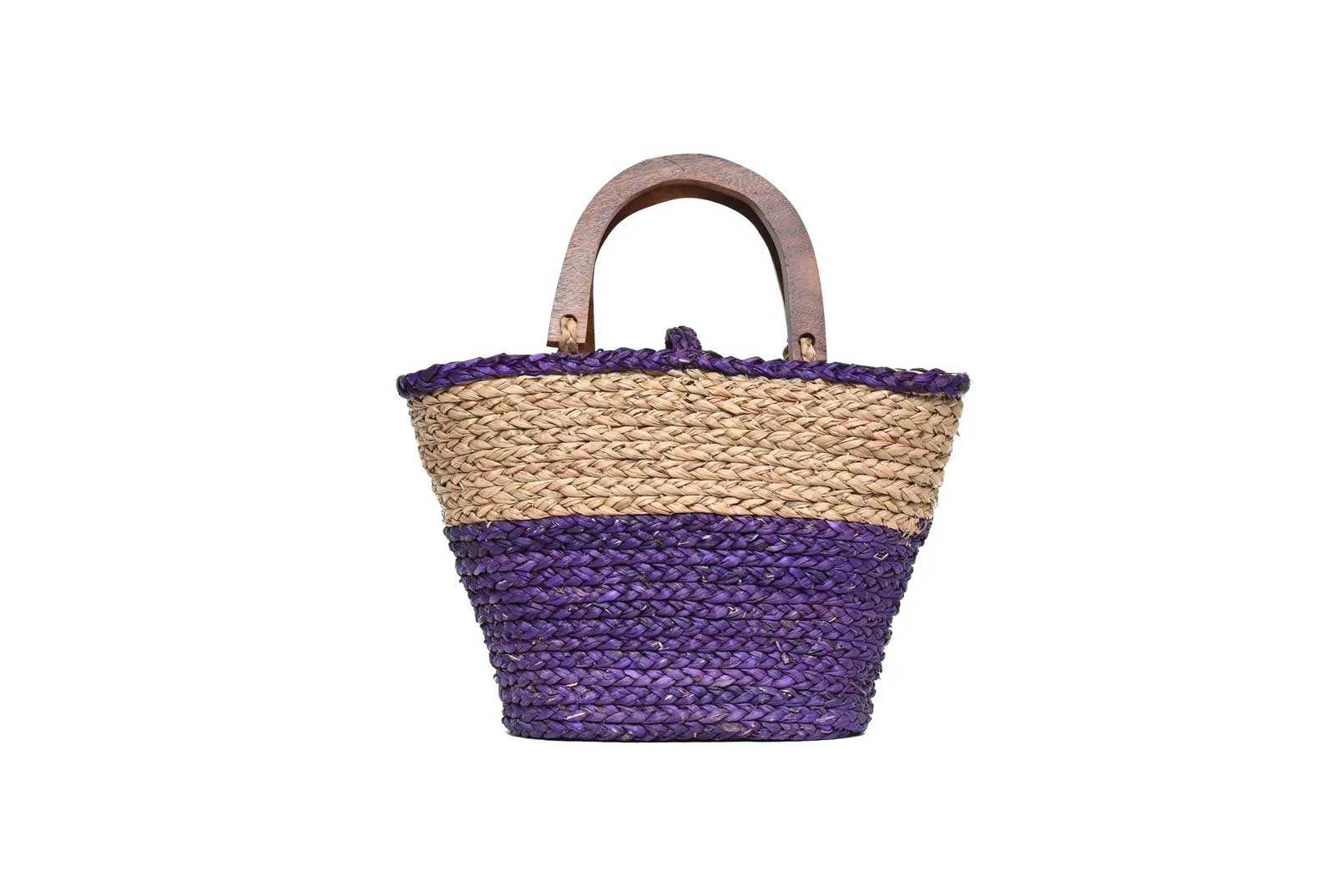 Wooden Handle Bag - Purple & Natural-Karuna Dawn-stride