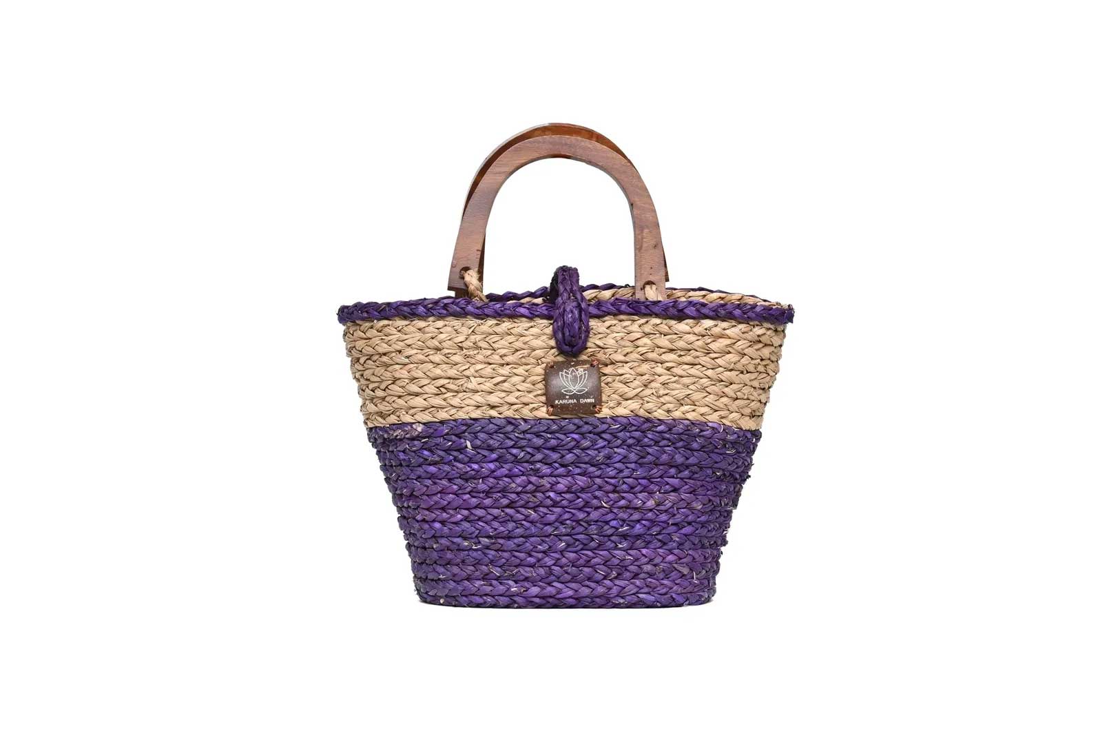 Wooden Handle Bag - Purple & Natural-Karuna Dawn-stride