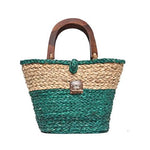 Wooden Handle Bag - Sea Green Turquoise & Natural-Karuna Dawn-stride