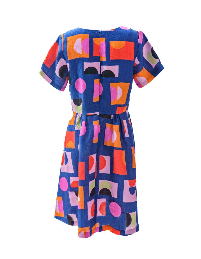 Zoe Dress Just Pretend Blue in Linen - Devoi - stride