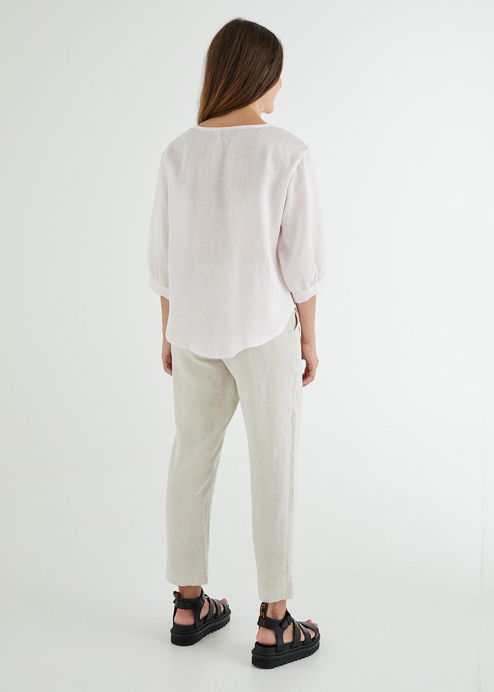 Zoe Linen Pant in Natural-Devina Louise-stride