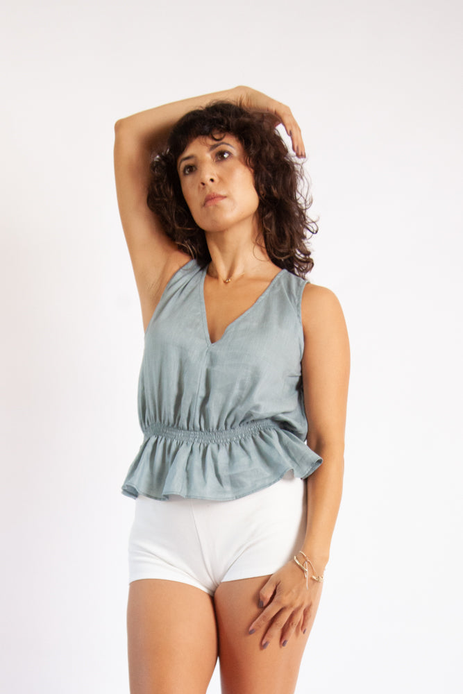 Lani Top - Seafoam Light Linen