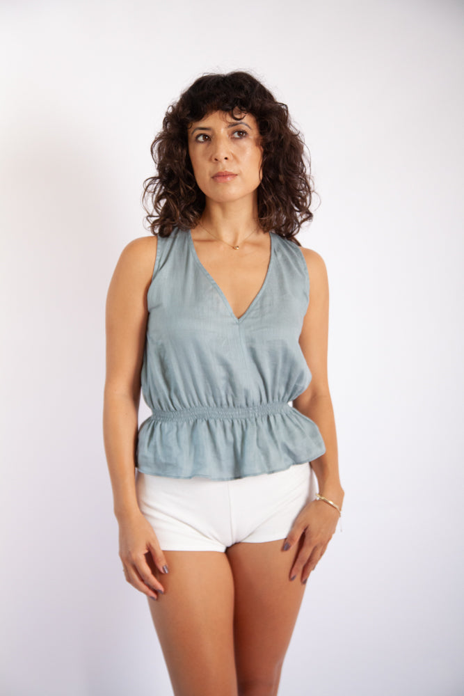 Lani Top - Seafoam Light Linen