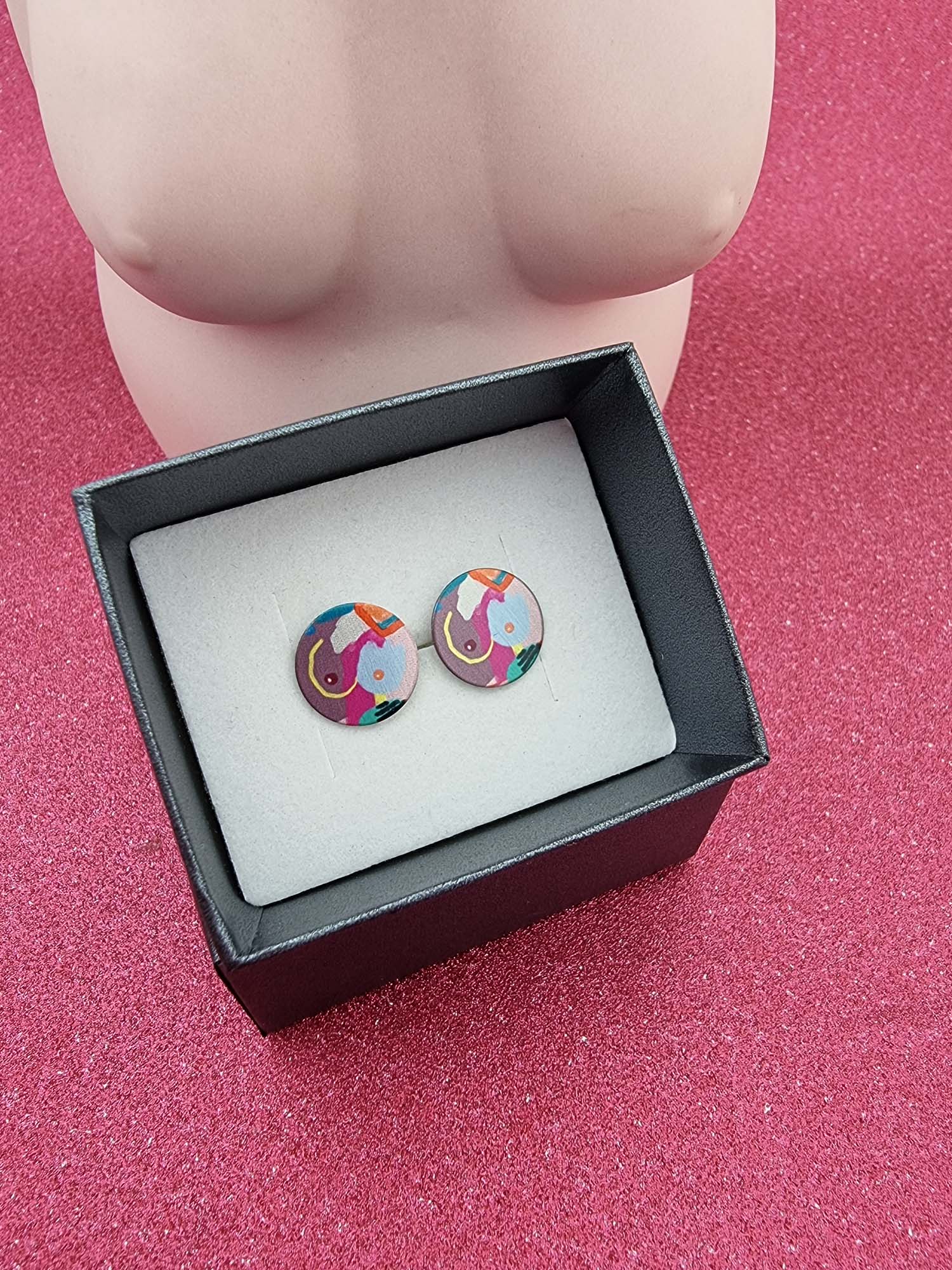 A BREAST FRIENDS - 13mm studs Blue-Erin K Jewellery-stride