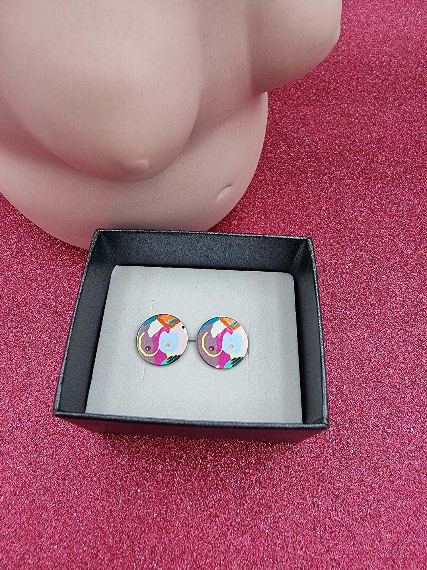 A BREAST FRIENDS - 13mm studs Blue-Erin K Jewellery-stride