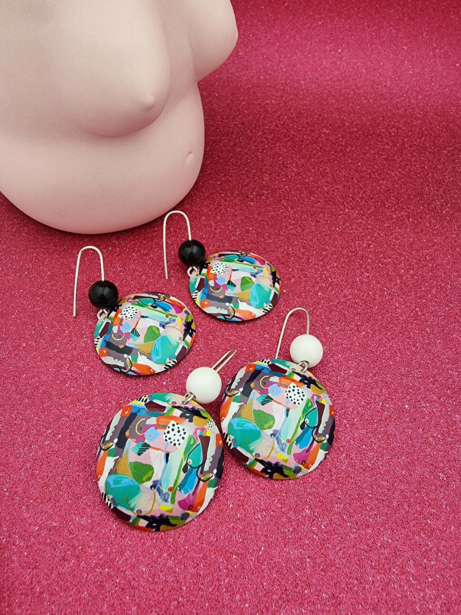 A BREAST FRIENDS - bead domed earrings-Erin K Jewellery-stride