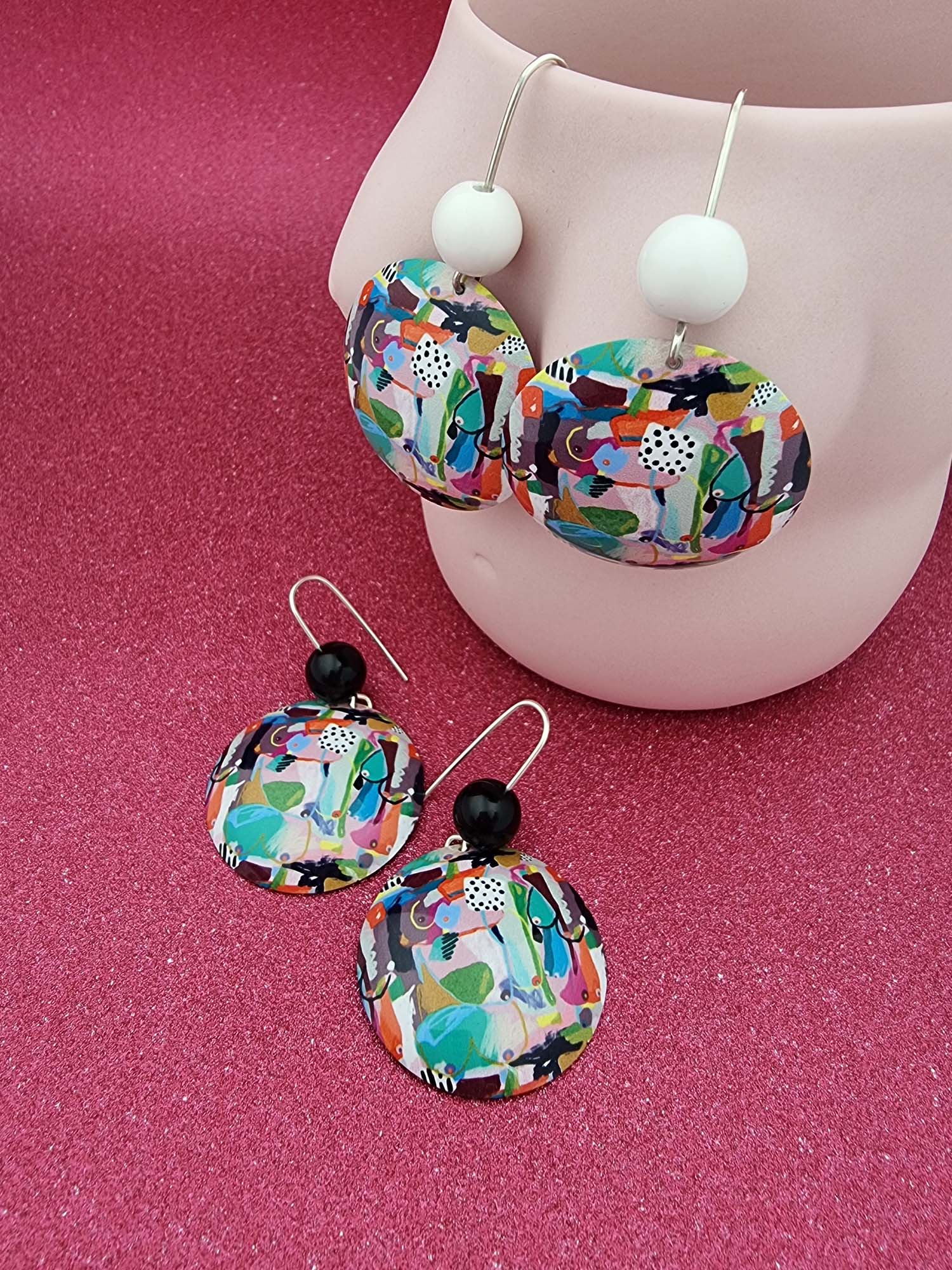 A BREAST FRIENDS - bead domed earrings-Erin K Jewellery-stride
