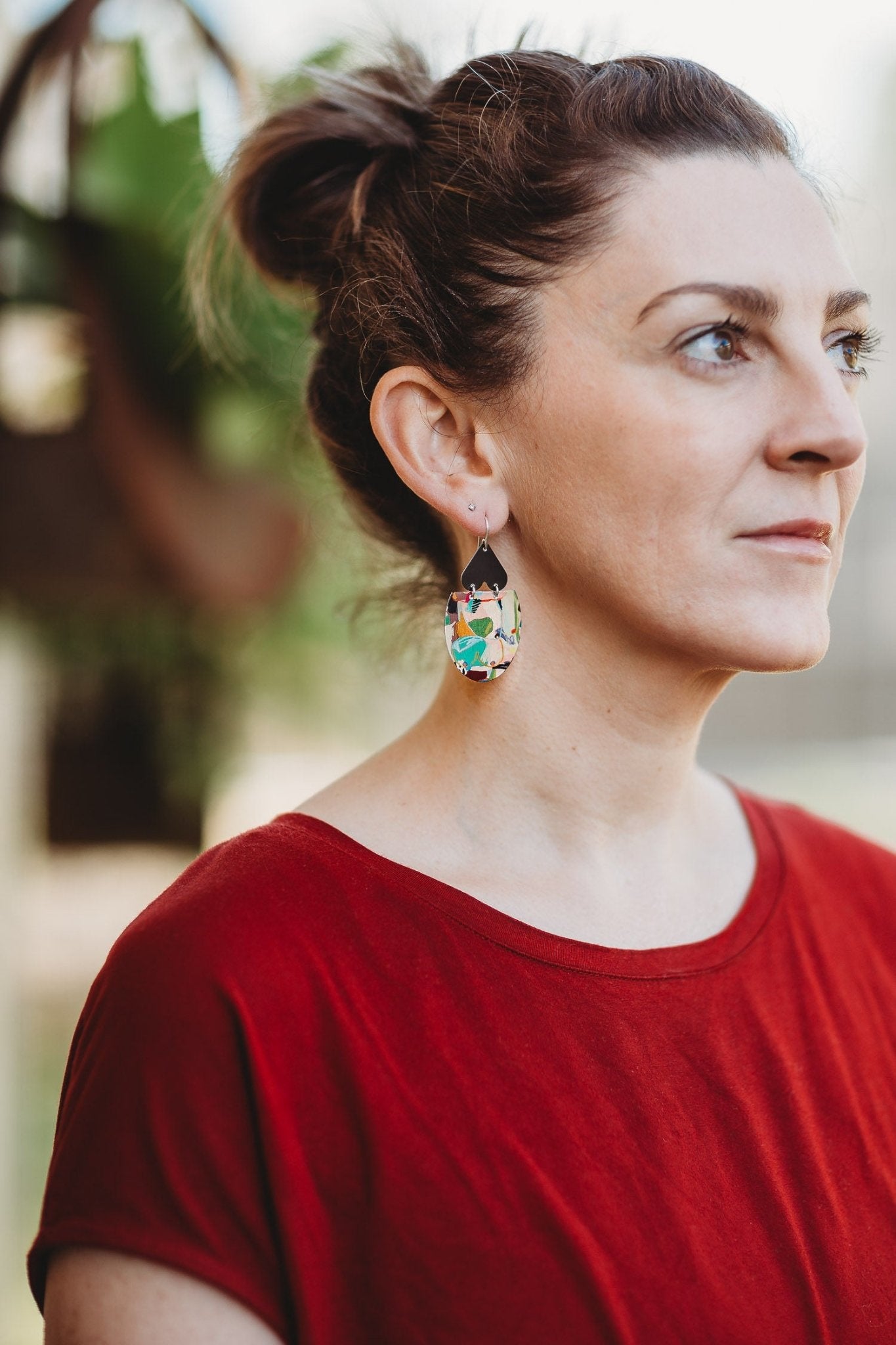 A BREAST FRIENDS - black heart 1/2 oval earrings-Erin K Jewellery-stride