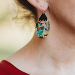 A BREAST FRIENDS - black heart 1/2 oval earrings-Erin K Jewellery-stride