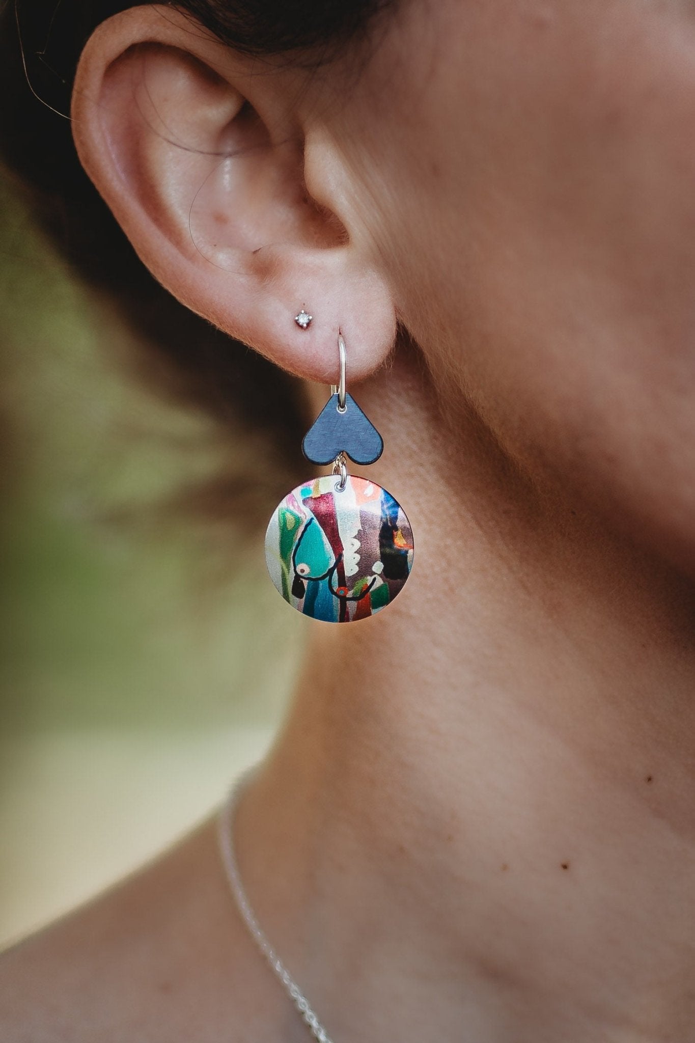 A BREAST FRIENDS - black hearts shape earrings-Erin K Jewellery-stride