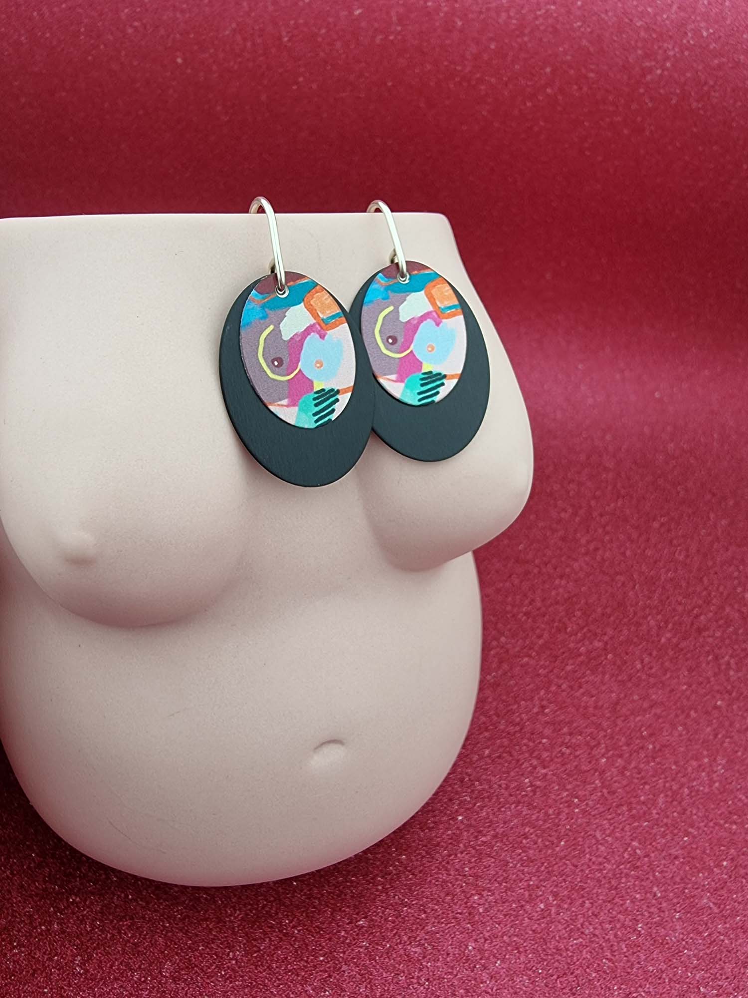 A BREAST FRIENDS - double oval earrings-Erin K Jewellery-stride