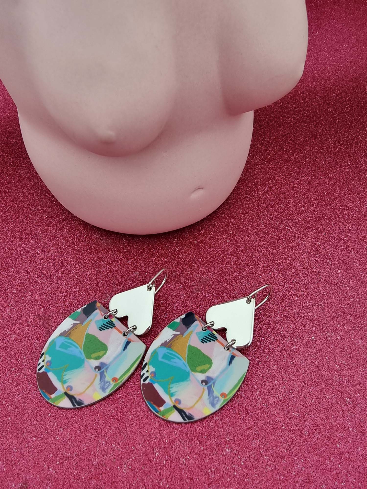 A BREAST FRIENDS - large silver heart earrings-Erin K Jewellery-stride