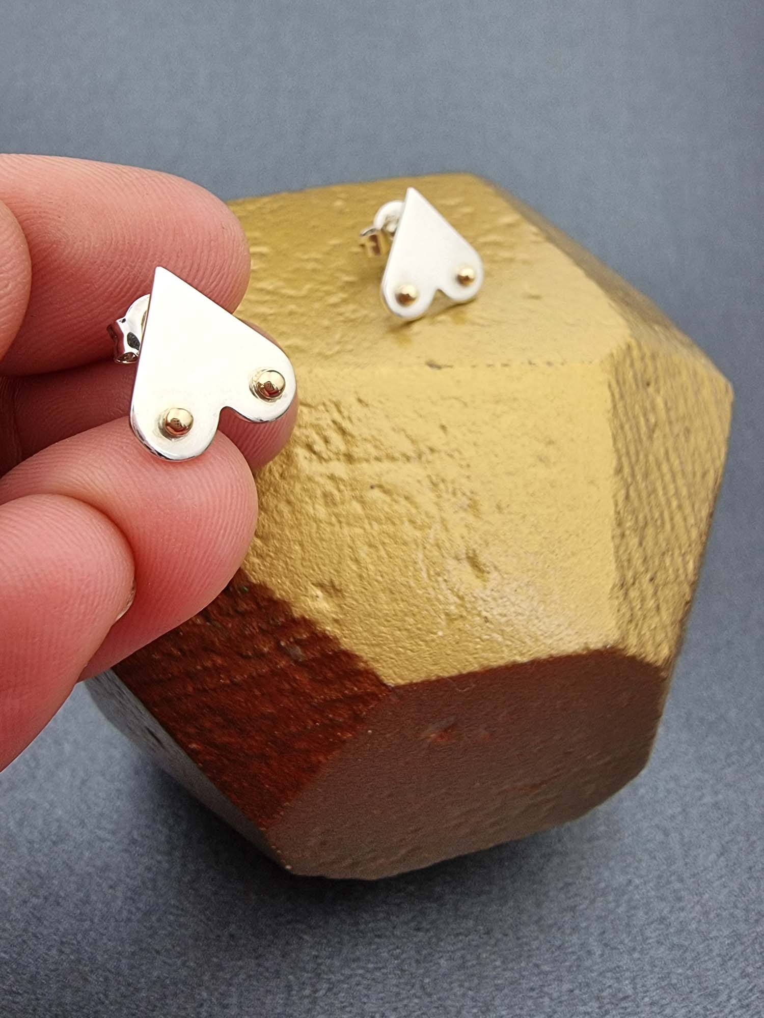 A BREAST FRIENDS - silver studs with 9ct gold-Erin K Jewellery-stride