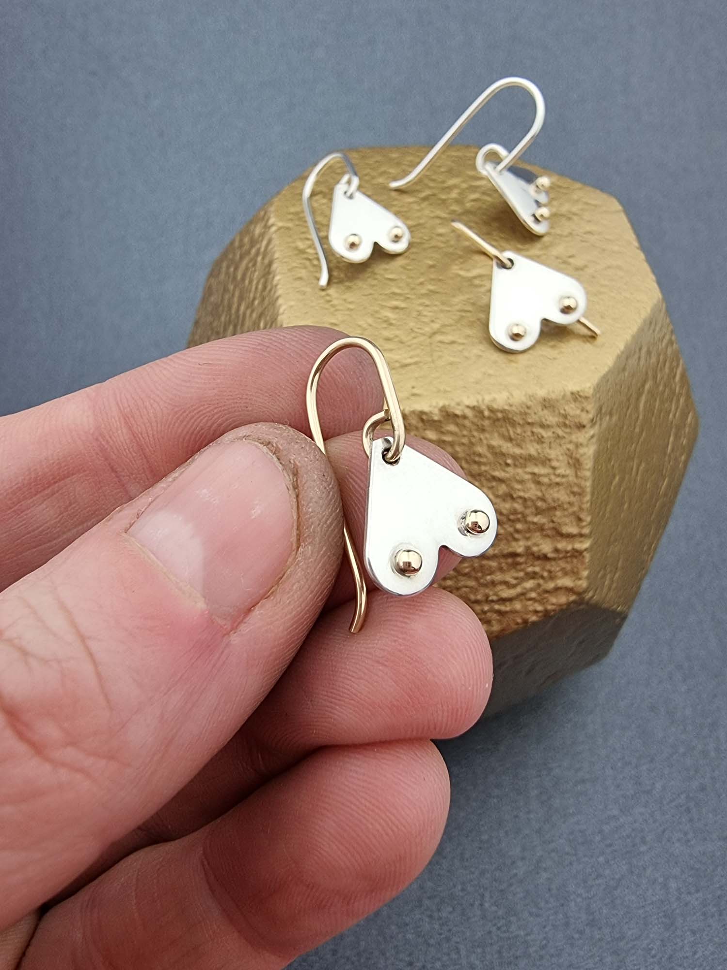 A BREAST FRIENDS - silver with 9ct gold hook earrings-Erin K Jewellery-stride