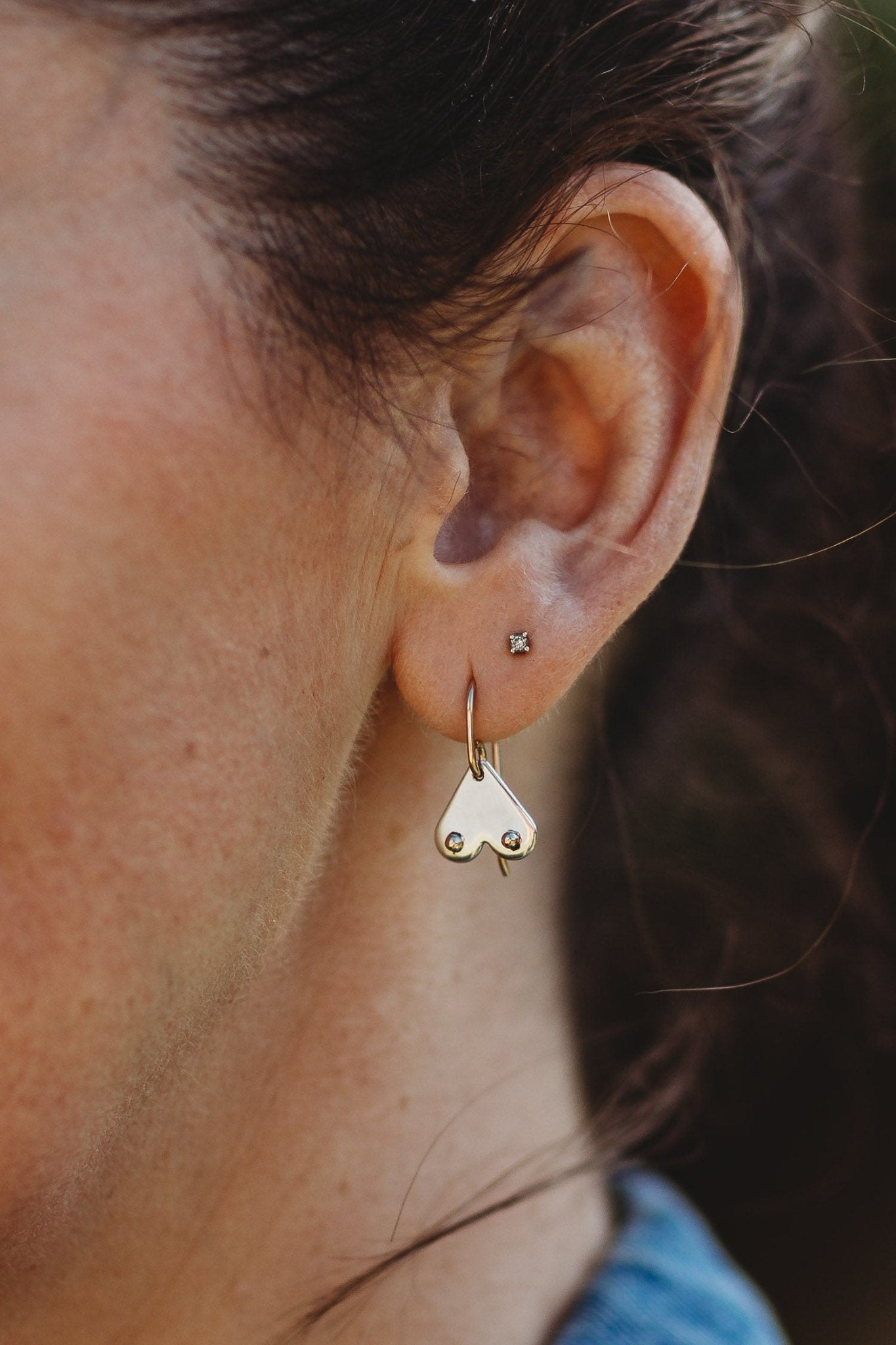 A BREAST FRIENDS - silver with 9ct gold hook earrings-Erin K Jewellery-stride