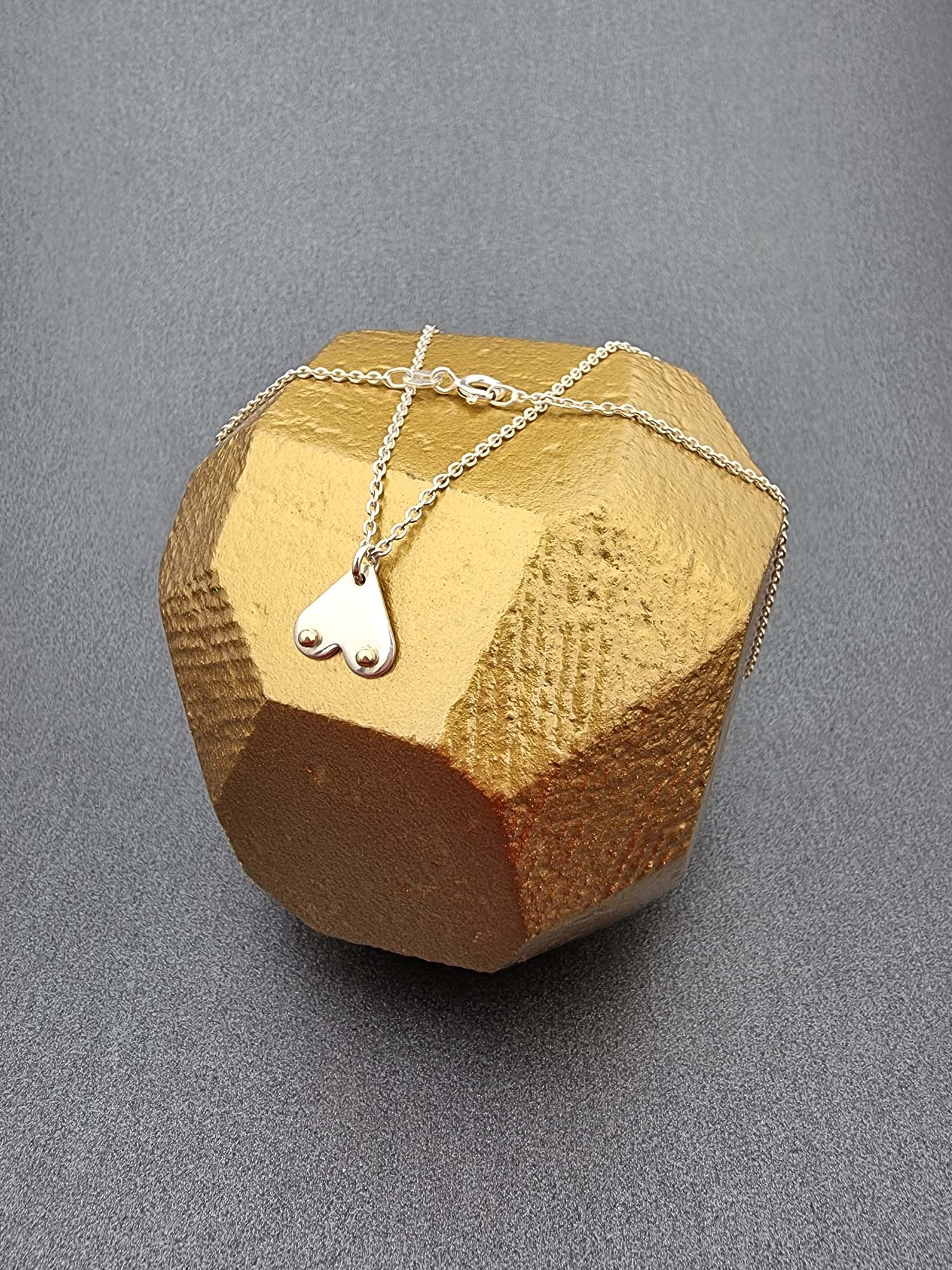 A BREAST FRIENDS - silver with 9ct gold necklace-Erin K Jewellery-stride