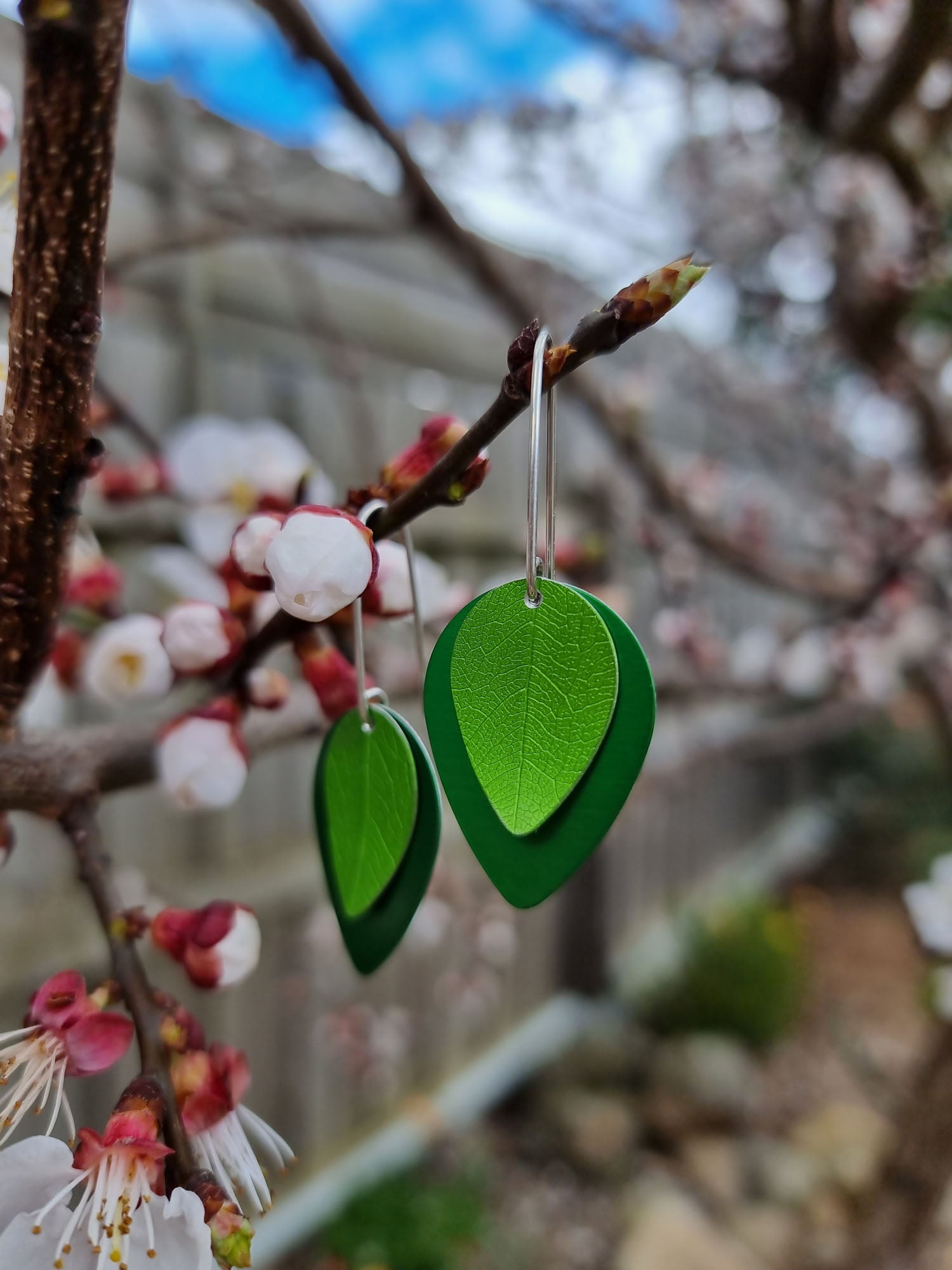 A SPRING FLING - lime leaf on green earrings-Erin K Jewellery-stride