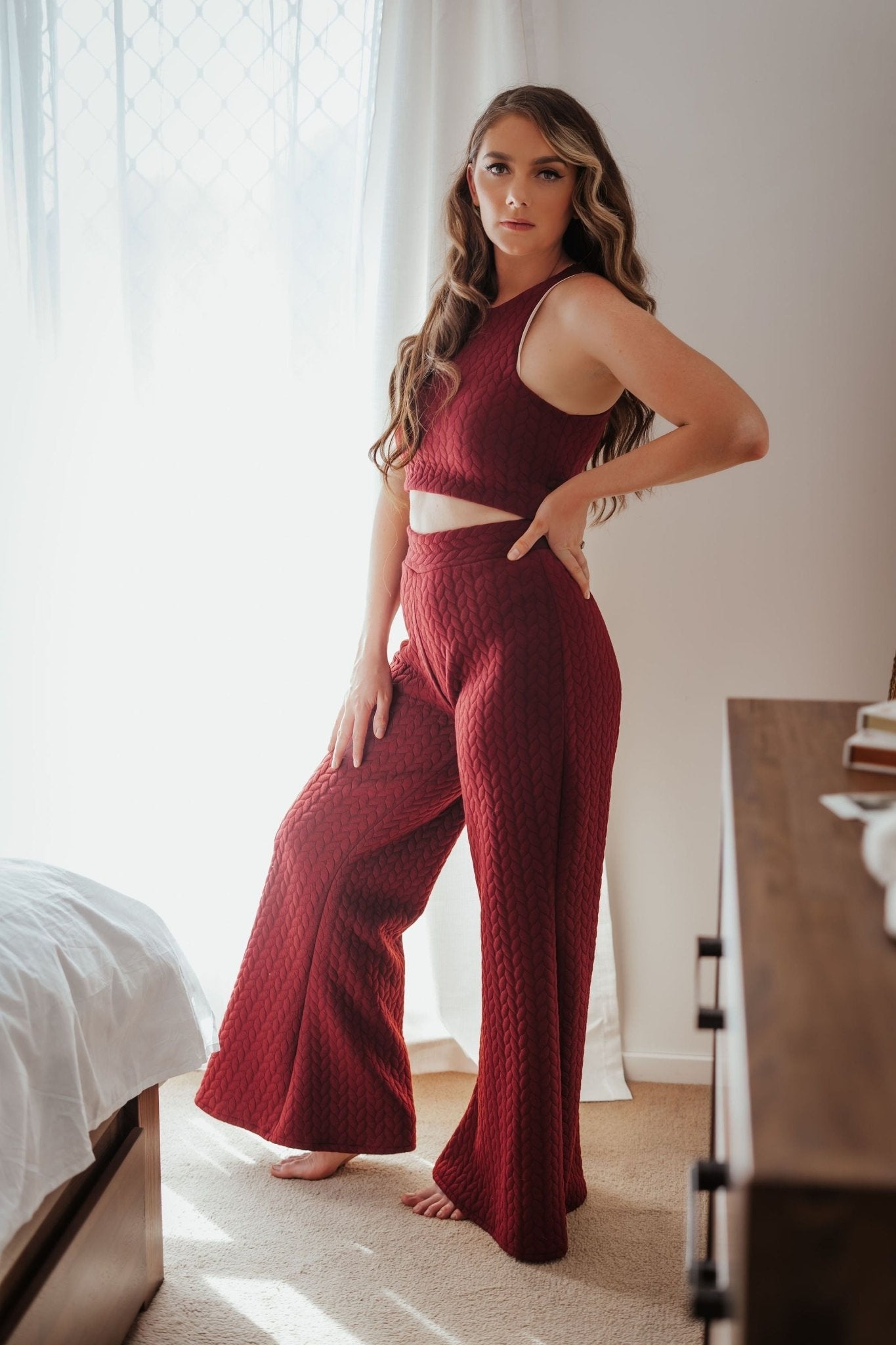 Alaska Lounge Pants Wine-Lazy Girl Lingerie-stride